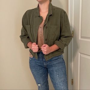 green cropped anorak jacket